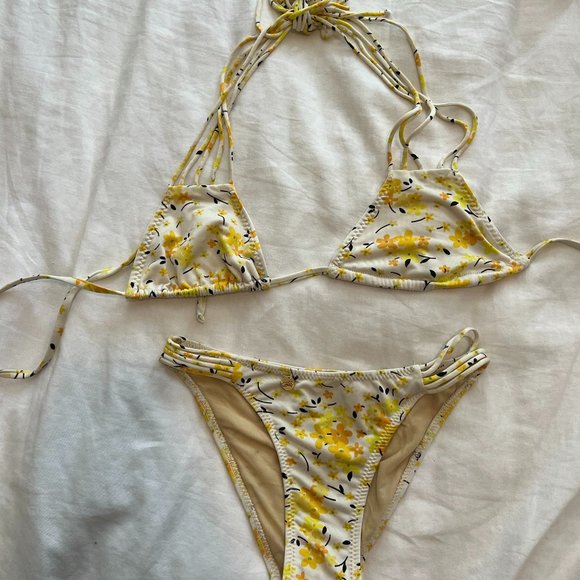Salt Swimwear Yellow and White Floral Bikini Set - Picture 1 of 3